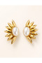Gold Sun Motif Pearl Detailed Earrings - 3