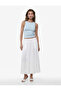 Linen Look Loose Fit Flared Skirt with Elastic Waist