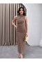 Mink Draped Slit Midi Dress - 4114