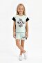 Girl's Summer Heart Print Short Sleeve Shorts Cotton Top and Bottom Set - 4