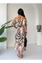 Women's off-the-shoulder madonna neckline ruffled midi print summer dress - 5