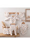 7 Pieces 100% Cotton Ribbed Combed Fabric Bear Printed Newborn Hospital Release Set