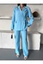 Blazer Jacket with Pocketed Pants Set Tieed at the Waist