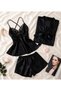Bella Night Black Satin 6 Piece Dowry Nightgown Set with Dressing Gown - 2