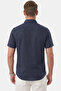 Navy Blue Flamed Linen Men's Shirt – Summer 100% Cotton Relaxed Fit 2602652 - 5