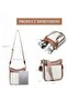 Women Shoulder Bag PU Large-Capacity Multi-Pocket Contrast Stitching Crossbody Satchel - 6