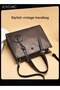 Fashionable Retro Women Handbag Large Capacity Multi Pocket Commuting Shoulder Crossbody Bag for Office Daily Work Brown - 3