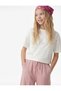 Girl's Short Sleeve Crew Neck T-Shirt with Bow and Stone Detail - 2