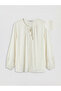 Beige Tie-Neck Textured Blouse - 2
