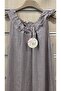Zero Sleeve Italian Linen Dress with Gathered Collar, Midi Length - 2