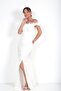 Women's Floral Madonna Collar Draped Lined Crepe Satin Long Dress - 3