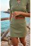 Summer Buttoned Crew Neck Cropped Skirt Knitwear Set - 4