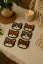 Cat Patterned Coaster Presentation Table Decoration Set - 3