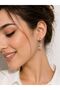Letter-Stoned Steel Dangle Earrings for Women – Silver Color - 3