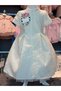 Girl's Special Occasion & Evening Dress and Rose Decorated Crown - Ecru - 7