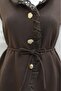Belted Lace Detailed Crepe Vest and Trousers Set - Brown - 2