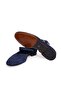Dark Blue Color Laceless Genuine Leather Suede Men's Shoes - 3