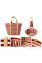 100% Cotton Striped Large Marine Beach Bag 42.5X28X15 cm – Navy Blue and Red Color Options - 2