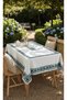 Digital Printed Worry-Free Tablecloth 160X220 cm for 6-8 People Blue Floral Pattern Stain-Resistant Stylish Living Room Balcony Kitchen Tablecloth
