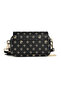 Women's Monogram Patterned Multi-Compartment Bag with Heart Accessories, Flap Closure, Zipper Closure, Adjustable Shoulder Strap - 6