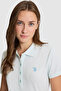 Women's Aqua Green Polo Collar Basic T-Shirt 50321818-Vr083 - 2