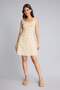100% Cotton Bodycon Body-Hugging Square Neck Floral Strap Mini Ecru Dress H0989Ax26Sm - 2
