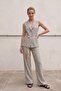 My Fashion Striped Shawl Collar Vest and Wide Leg Pants Set - 2