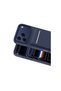 iPhone 17 Pro/18 Pro Compatible Case Suedea Leather Cover with Business Card Holder and Stand - Navy Blue - 2