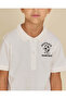 Boys White Chest Print Polo T-Shirt - 4