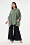 Women's Khaki Italian 100% Linen Plus Size Poncho Linen Shirt Size 42 - 52 - 6