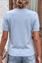 Crew neck cotton lycra short sleeve baby blue blouse - 5