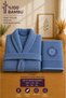 Bamboo Unisex Embroidered Shawl Collar 100% Bamboo Adult Bathrobe - Hair Towel Set / Dowry Set