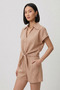 Women's Double Linen Set Knot Detailed Blouse and Shorts Set - 7