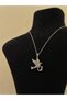 Elegant Stone Bird Figured Silver Color Necklace - 2