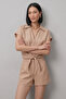 Women's Double Linen Set Knot Detailed Blouse and Shorts Set - 5