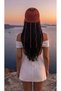 Brick Color Hand Knitted Mesh Beanie Bohemian Style - Knitted Rope Detailed Summer Beach Accessory - Hair Bandana - Beanie - 3