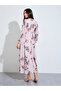Pink Floral V Neck Wrap Maxi Dress - 5