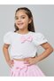 Girls Bow Detail Puff Sleeve Blouse and Pleated Skirt Set - 3