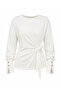 Women's Drawstring Detailed Tie-Up Long Sleeve Blouse 220