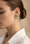 Mint Green Petal Detailed Yellow Tone Floral Design Bijoux Earrings - 2