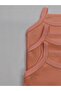 3-Piece Rope Strap Salmon Color 100% Cotton Baby Bodysuit with Snap Fasteners - 3