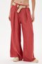 Women's Coral Italian 100% Linen Straw Belted Pleated Wide Leg Linen Trousers 40 - 46 Size - 3