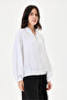 White Italian 100% Linen Embroidered Zippered Low Sleeve Oversize Linen Blouse Blouse Size 38 - 44 - 3
