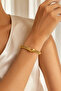 Steel Cuff Women's Bracelet with V Pattern, Gold Color, Tarnish-Resistant, Rust-Proof, Stylish Design - 2
