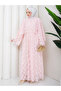 Flower-Patterned Lace Dress with Double Layered Veil and Gold Chain Belt.. 2 Pieces of Lace Poncho - 3