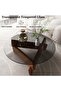 Coffee Table, Round Coffee Table for Living Room Modern Glass Coffee Table with Solid Wood Legs Farmhouse Mid Century Center Table Large Circle Sofa Table (Walnut + Gray, 80*80*31cm) - 2