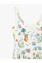 X Şahika Ercümen - Amalfi Themed Fruit Printed Lace Corseted Sweetheart Neckline Strap Poplin Dress - 5
