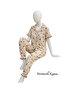 Women's Shirt Collar Buttoned Wrinkled Pajama Set with Ruffles - 4