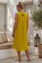 Mustard Color Straight Collar Sleeveless Buttoned Pocketed Casual Muslin Woven Dress 113 60 - 8