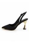 Women's Comfortable Heel Special Design Evening Dress Shoes with Stone Detail - 5